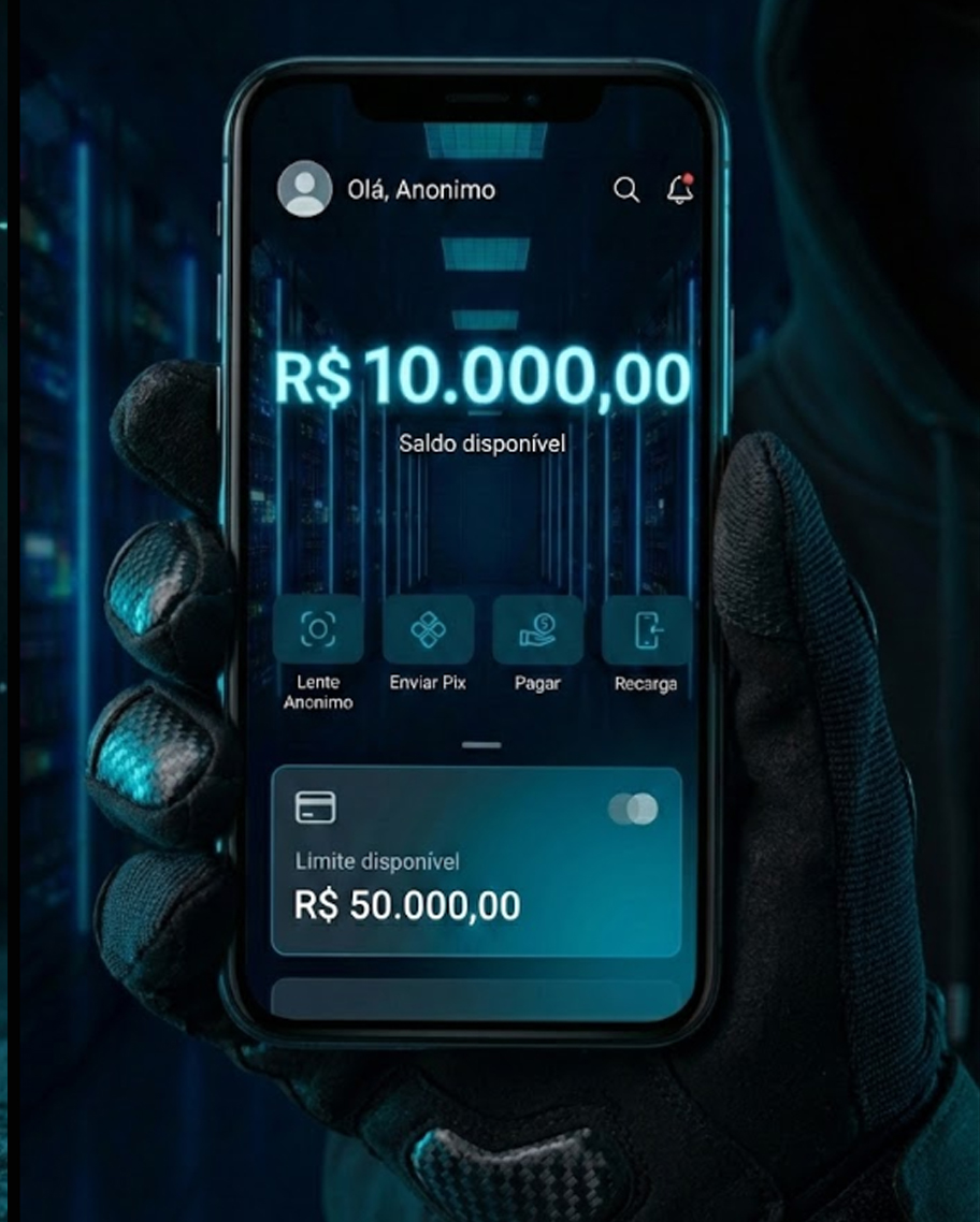 Saldo bancário de 10 mil reais no app Abomino